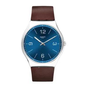 스와치 SS07S101 SKIN IRONY SKINWIND 남성 가죽 시계