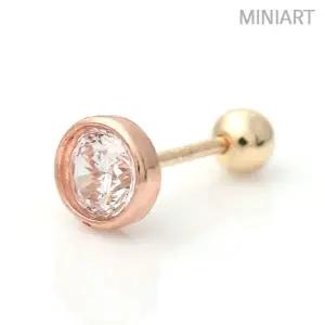 14K GOLD 5mm 큐빅 금 피어싱 귀걸이