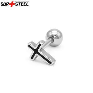 블랙라인 미니십자가 써지컬스틸 바벨피어싱