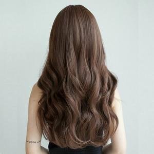 검은색여성용웨이브통가발 사이즈조절연극소품여자가발 브라운긴머리65cm