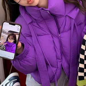 [디작소]여성 가을 겨울 데일리 후드 스트링 숏패딩