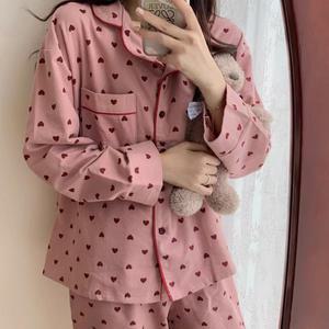 실내복 여성 긴팔 하트 가을 겨울 잠옷