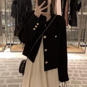 멋스러운 분위기 여성 자켓 노카라 차이나넥 트위드 크롭 체형 커버