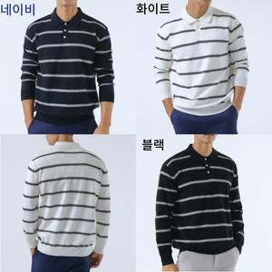 글리멜로 남자 스트라이프 카라 니트 긴팔 티셔츠 3컬러