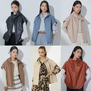 [컬러추가]리오벨 faux 레더  케이프 자켓