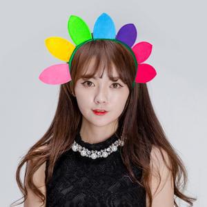 대형 꽃머리띠 특이한 무지개머리띠 파티용품 체육대회 응원도구