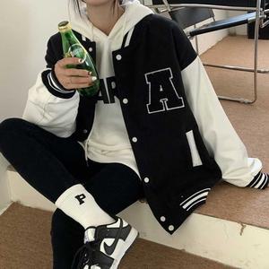 여자 캠퍼스 개강 룩 대학생 겨울 기모 야구 점퍼 여자항공점퍼봄겉옷 블루종점퍼여성블루종