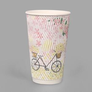 3중 단열 종이컵 플라워시리즈 플라워핑크 16온스 1박스 (500개)