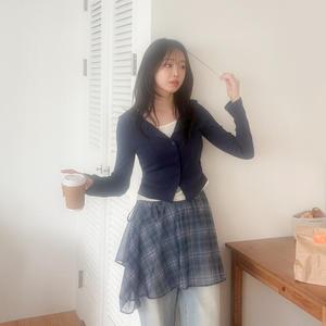 [빅사이즈]이블렛 묘린프 체크 레이어드 랩 스커트 제이스타일