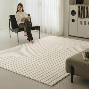 [한빛카페트]젠 카빙 하이로우 워셔블 단모 거실 러그 100x140cm