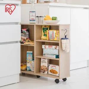 아이리스 3/2단 우드 이동식 틈새 트롤리 선반 수납장 (가로75cm)