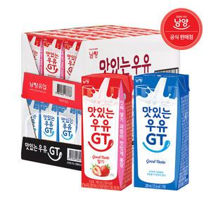 (혼합) 맛있는우유GT 흰우유 200ml 24팩+멸균딸기 180ml 24팩