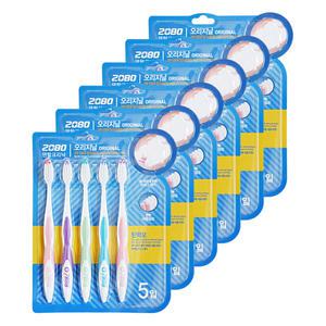 애경 2080 덴탈크리닉 오리지날 칫솔 탄력모 5입 6개 양치