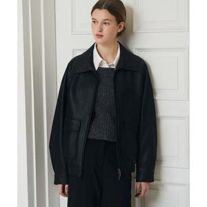 [드로우핏 우먼](타임스퀘어점패션관)리스트 오버핏 레더 블루종 [2COLOR]