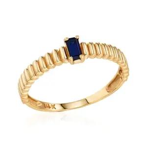 [비앤비골드] 14K 사각 사파이어 바게트 미니 버티컬 반지 SRS41459