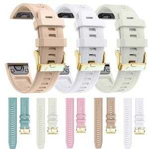 샴페인 골드 버클 스마트 워치 스트랩, Garmin Fenix 7S 6S Epix Gen Pro 2(42mm) S70Quickfit 실리콘 팔찌