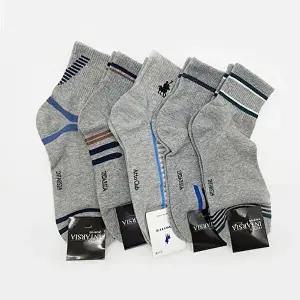 [엄지척]남자 회색 계열 캐주얼 스니커즈 중목 양말 5켤레