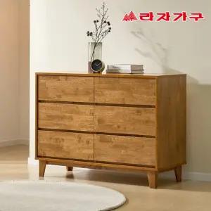 모레인 E0 고무나무 원목 속깊은 광폭 와이드 3단 서랍장 1200