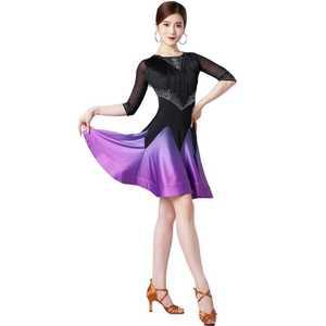 여성 태슬 라틴 댄스복 원피스 공연복 줌바 라인 밸리 스포츠 연습복