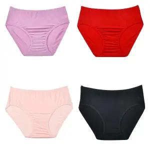 4매 국내생산 여름 인견 삼각팬티 통풍짱 쾌속건조 여성 맥시 팬티 레드 블랙 퍼플 스킨