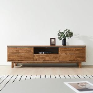 넬로우 1500 고무나무 오픈서랍 거실장 낮은 원목TV장 (착불)