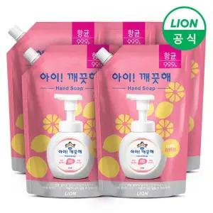 아이깨끗해 핸드워시 리프레쉬 레몬향 600ml 대용량 리필 5개 파우치형)