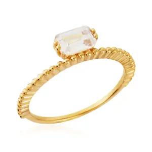 14K 엣지 사각 큐빅 스피어볼 싱글 반지 MOS41690