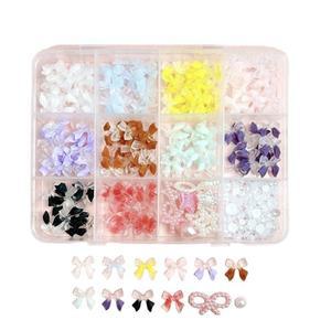 네일아트 다러블양한 컬러 진주 리본 믹스 파츠 12칸 세트