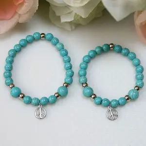 [하프클럽/]평화 볼 남자 여자 커플 원석 팔찌