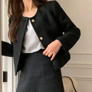 에덴 노카라 트위드 숏 자켓 봄 가을 여성 하객룩 데일리룩 출근룩