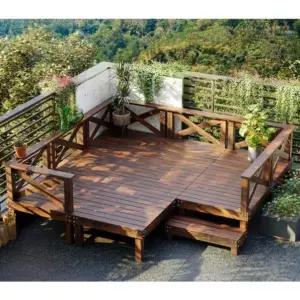 야외용 방부목 데크 바닥재 캠핑 마당용 내구성 강한 나무 자재 DIY 시공