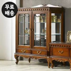 [벤티스가구]세디 엔틱 장식장 원목 유리 수납장 양주 술 위스키 장식장 거실 진열장 가구(대/900)