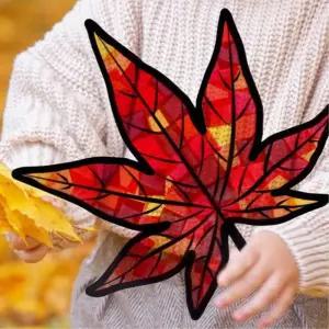 큰 가을 단풍잎 색스티커 꼴라주 썬캐처 만들기 낙엽 5개 지원센터 정서안정 자기주도 수업