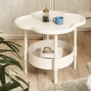 귀엽고 예쁜 부드러운 곡선 2단 선반 수납 작은 미니 테이블 탁자