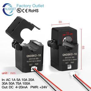 QNDBK2-16 AC 5A 10A 20A 출력 4 분할 코어 전류 트랜스듀서 클램프 센서 변압기 CT 트랜스미터