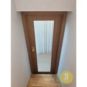 [바른도어]17번 90도 목문싱글여닫이중문 우드(영림109) 투명강화유리(손잡이별도)