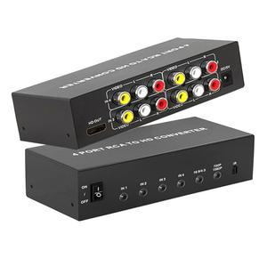 RCA에서 HDMI 변환기 4 적색 노란색 흰색 를 HDMI 출력 어댑터로, HDMI 1080P/720P에 복합 오디오 비디오 RCA 어댑터 Remote & Power 를 Wii/TV/PC/ / STB/ VHS/VCR/N64/SNES/DVD 플레이어에 연결합니다