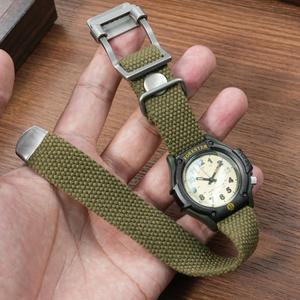 카시오 FT-500WC AW-80 W-89 포레스터 캔버스 시계 패브릭 밴드 나일론 체인용 19mm 빈티지 통기성 짠 스트