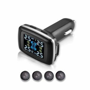 슬롱파워엘르 실시간 TPMS 트레일러 타이어 공기압 모니터링 시스템, 무선 TPMS 센서 세트, RV SUV MPV 트럭 세단용 경보 모드 4개의 외부 타이어 공기압 센서 (0-87 PSI)
