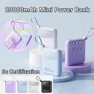3C 인증 20000mAh 보조배터리, 고속 충전 및 케이블 포함, 휴대용 아이폰 삼성폰용 외장 배터리
