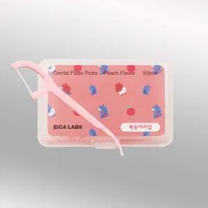 에이카랩스 복숭아향 어린이 유아 손잡이 치간 치실 50개입 휴대용 코뿔소