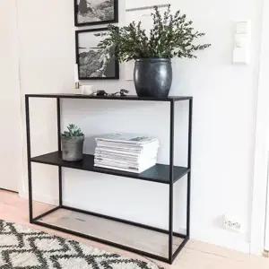 모던 철제 선반장 진열대 책장 디스플레이 랙 거실 단층 무광 블랙 80x25x80 조립