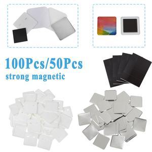 50x50mm 사각형 금속 배지 버튼 재료 DIY 자석 냉장고 제작 부품