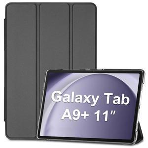 갤럭시 탭 A9 Plus/A9+ 5g 11인치 2023 SM-X210 SM-X215 SM-X216 SM-X218, Plus 2023용 슬림 스탠드 하드 백 쉘 보호 커버 폴리오 케이스 - 블랙