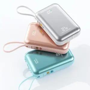 대용량 보조배터리 20000mAh PD22.5W 초고속충전 일체형케이블 LED잔량표시 기내반입가능