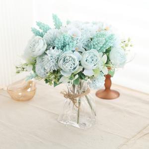 실크 빈티지 인공 장미 모란 꽃, 신부 들고 가짜 꽃 부케, 웨딩 홈 DIY 크리스마스 장식 액세서리