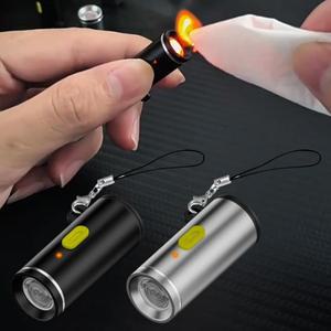 미니 라이터 방풍 히팅 와이어 전자 야외용 휴대용 컴팩트 LED 라이트 펜던트 2025