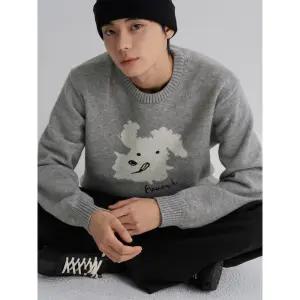 [에잇세컨즈] 애니멀 그래픽 라운드 니트  그레이 (425X51LY43)