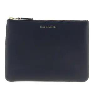 엠보스드 로고 탑 지퍼 가죽 지갑 SA5100 NAVY