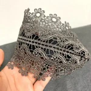 플라워 레이스 머리띠 자수 넓은 헤어밴드